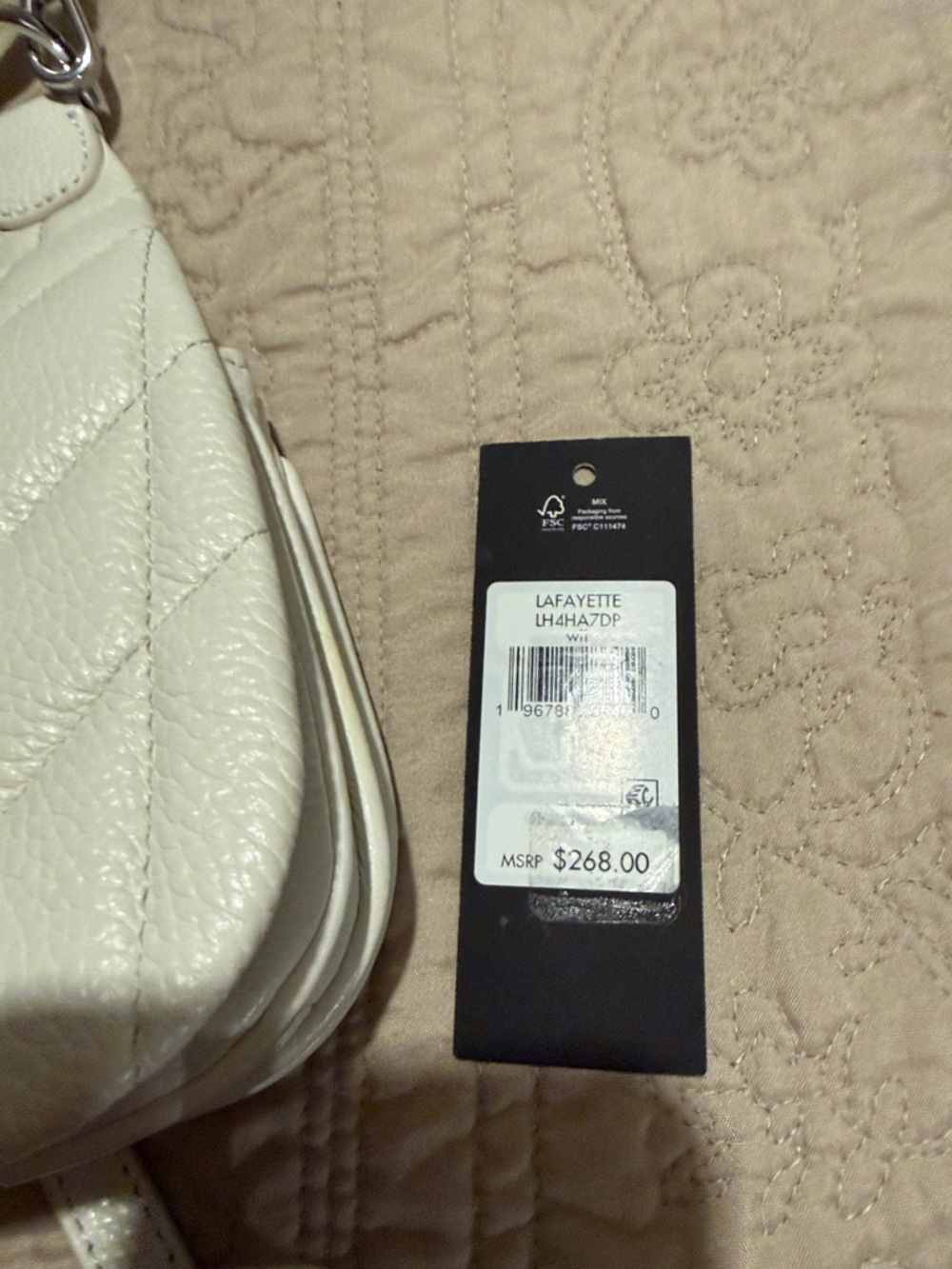 Karl Lagerfeld Quilted Cream Shoulder Bag with Silver Hardware - Picture 4 of 12